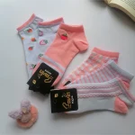 جوراب زنانه پاوین مدل توت فرنگی مجموعه 6 عددی